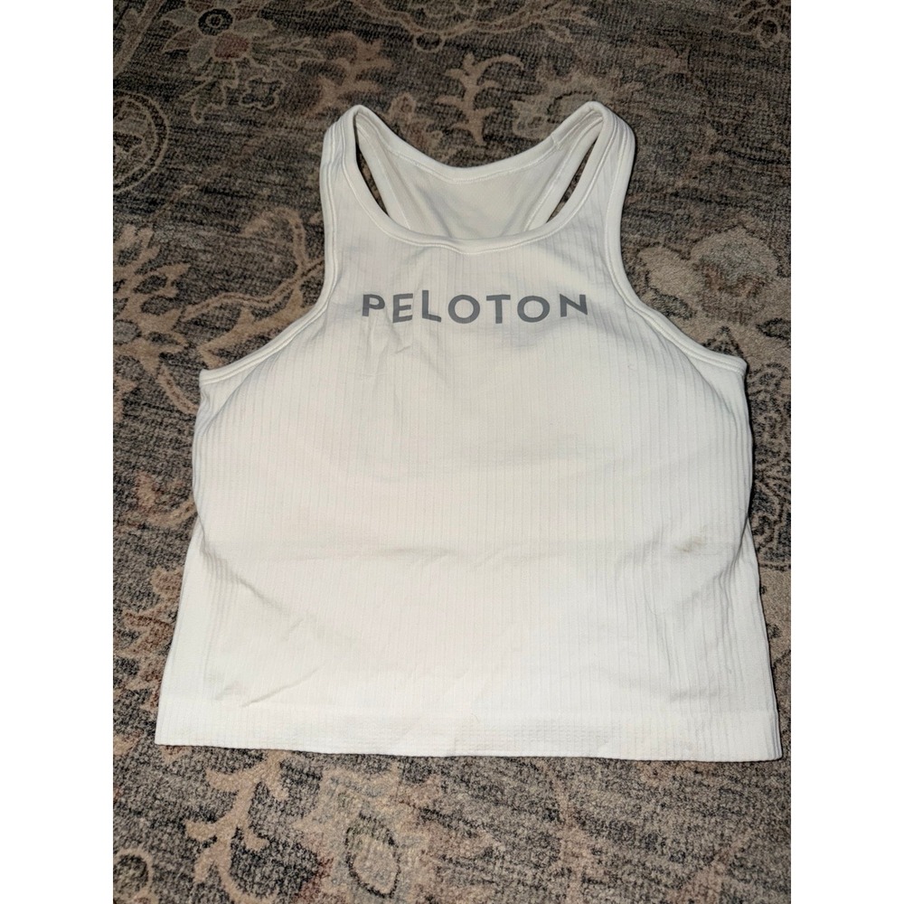 White Lululemon Peloton Racerback Ribbed Tank Top